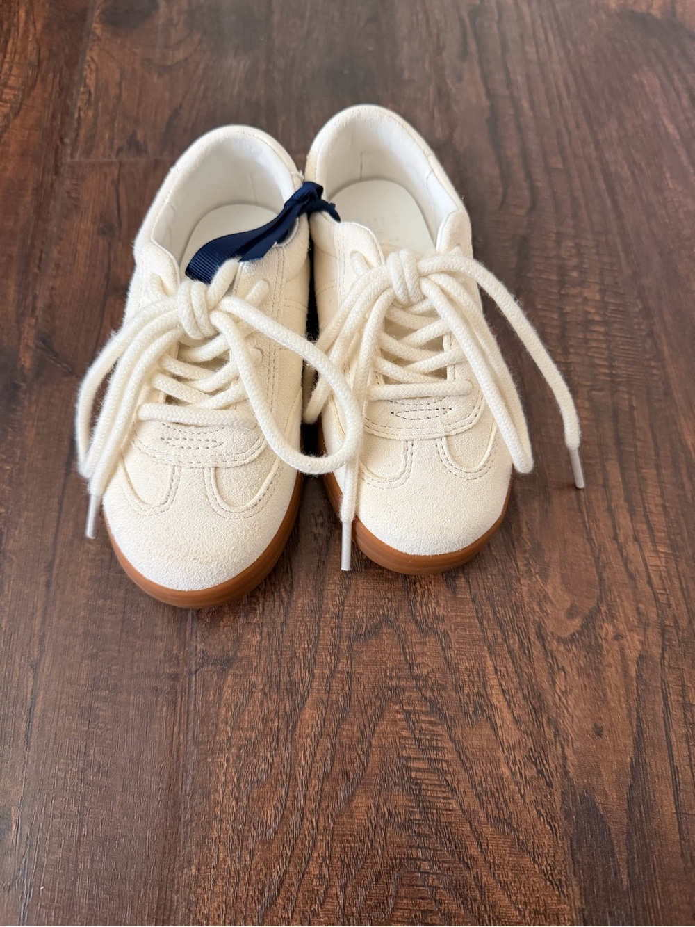 Janie and Jack Kids Cream Canvas Sneakers with Gum Sole